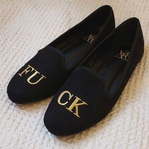 YRU Fuck Lavish Flats in black & gold